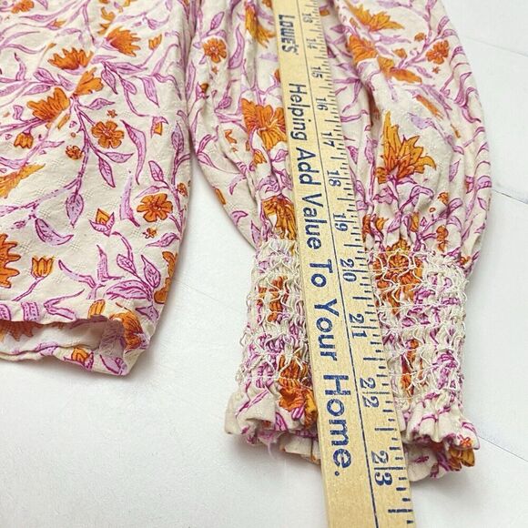 Universal Thread Blouse Womens XLarge Keyhole Neck Smocked Cuffs Floral Print - Picture 12 of 12